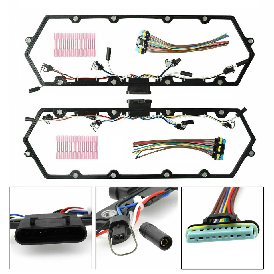 8 Glow Plug & Powerstroke Diesel Valve Cover Gaskets Harness For 98-03 F/d 7.3L Foto 2 de 4
