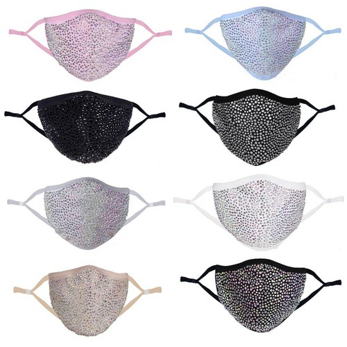 Rhinestone Face Mask Bling Glitter Fashion Fancy Going Out Reusable Face Cover - Picture 3 of 20