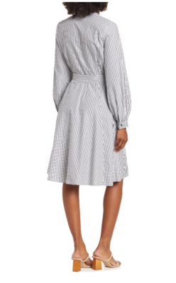 NEW Calvin Klein Striped Mandarin Collar Cotton A Line Shirt Dress CD2GBE1X  Sz 2 | eBay