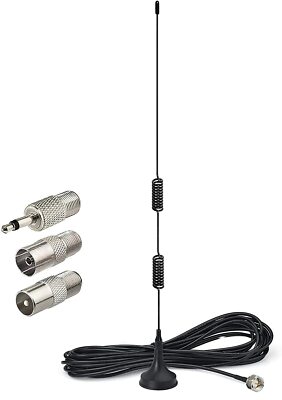 FM / VHF / DAB Indoor Radio Antenna - Coaxial With Adapter For Better Reception