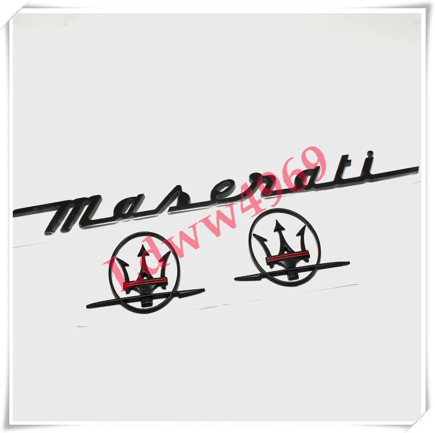 6pc Set Glossy Black Emblem For Maserati GranSport Side Trunk Badges Nameplate - Image 4 of 4