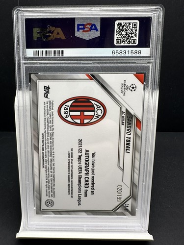 2021-22 Topps Chrom UEFA Sandro Tonali Aqua Refraktor Auto PSA 10 #20/199 - Bild 2 von 2