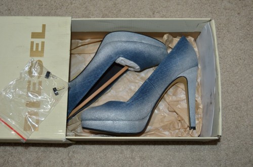 TACONES PLATAFORMA DENIM DE ALGODÓN AZUL CRISTAL/PLATEADO DIESEL - Talla EU 39/ US 8.5 - NUEVOS SIN CAJA - Imagen 10 de 11