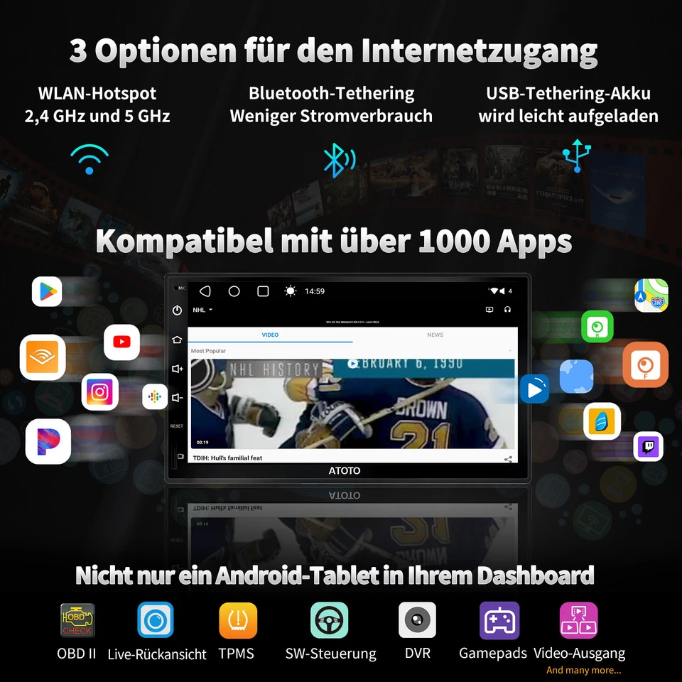 ATOTO S8 Premium Android Autoradio 8 core 7 Zoll 2Din Bluetooth Wireless CarPlay - Bild 3 von 4