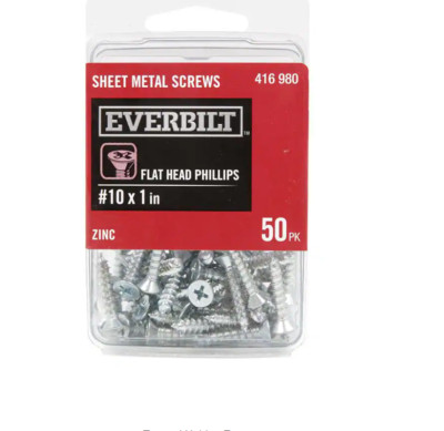 50-Pack Everbilt #10 x 1 inch Flat Head Zinc Plated Sheet Metal