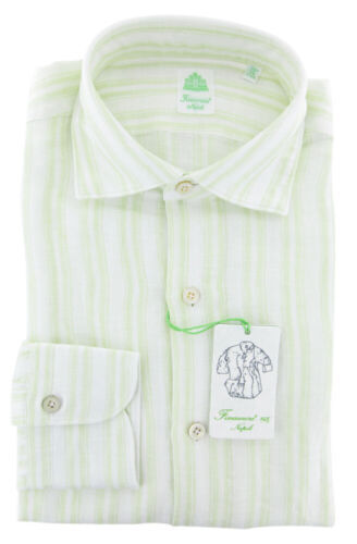 Chemise Finamore Italie Rayée Lilas – Taille 16/42, Manches Longues, Fait Main