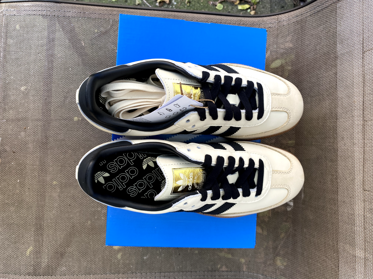 adidas gazelle silver green womens adidas Women's Originals Samba OG Shoes, Cream White Black Sand / 10 main image 1