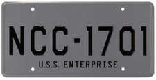 Star Trek - USS Enterprise - NCC-1701 - Metal Stamped Replica Licence Plate