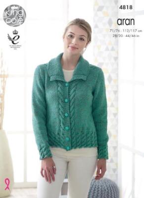 King Cole Aran Strick Muster Jacke Und Weste 4818