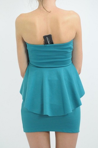 RINASCIMENTO - bottle green peplum tube dress S / UK 8 - Picture 3 of 4