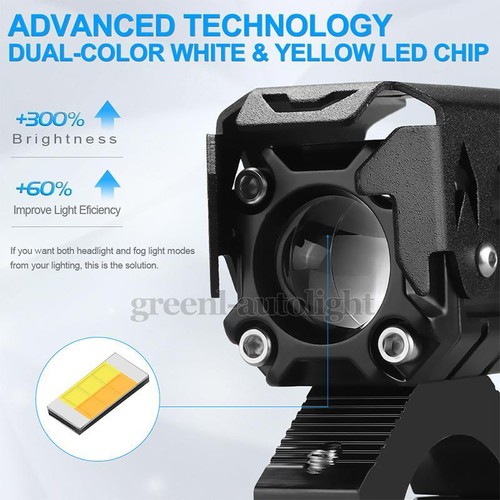 2X Faro LED Luz de Trabajo Punto Moto Amarillo Blanco Conducción Niebla Offroad ATV - Imagen 4 de 10