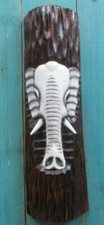 TIKI MASK 20" WOOD ELEPHANT JUNGLE HOME WALL DECOR TRIBAL AFRICAN