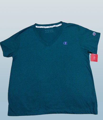 Champion T-Shirt, Damen Kurzarm M V-Ausschnitt, grün - Bild 2 von 5