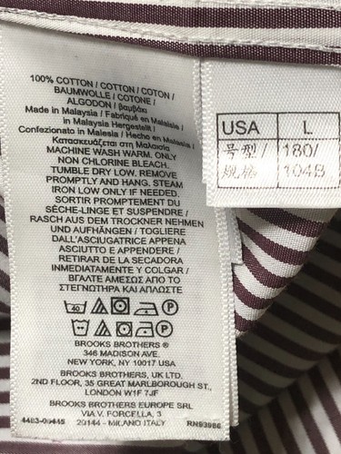 Camisa de vestir Brooks Brothers 1818 para hombre talla L Supima algodón manga larga - Imagen 10 de 11