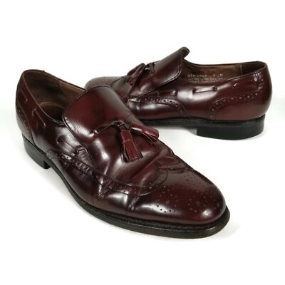 Stafford Slip On Dress Shoe Tassel Wing Tip Brogue Burgundy  display picture 1