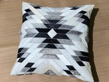 Premium Quality Leather Hairon Cushion Cover 18x18 Hand made Stylish Pillow 4