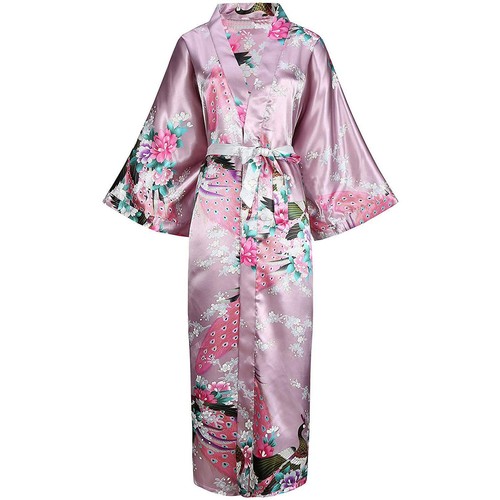 Sexy Women Long Asian Kimono Robe Wedding Bride Bridesmaid Dressing Gown S - 4XL - Picture 11 of 29