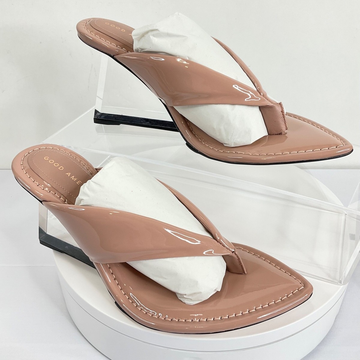 Good American Heels Womens Sz 7 Pink Dusty Patent Cinder F  display picture 1