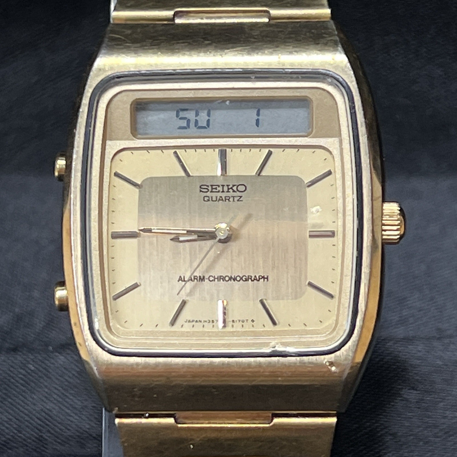 Rare Vintage Bond SEIKO Men Watch Dual Analog Digital H357-5109 Receipt + BOX image 2