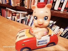 VERY NICE SELDOM SEEN 1950S YONEZAWA BATTERY OPERATED WADDLES the PIG FAMILY CAR