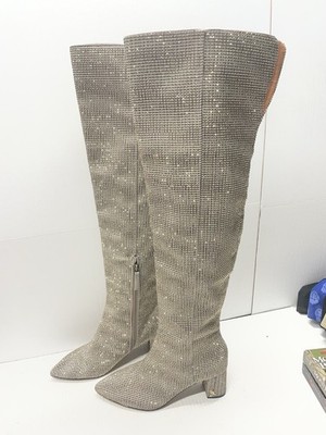 Kurt Geiger London Burlington over the knee crystal stone boots womens 8 EUC
