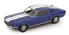 KK Scale 1/18 FORD MUSTANG GT FASTBACK BLUE METALLIC & WHITE 1968 Diecast Model