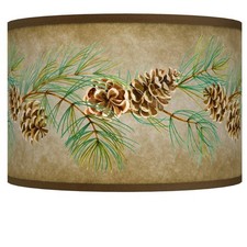 Drum Print Lamp Shade Cone Branch Small 12x12x8.5 Spider with Harp and Finial