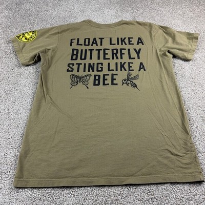 Roots Of Fight Shirt Mens Large Green Muhammad Ali Float Butterfly Bee Boxing