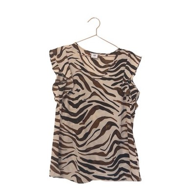 Cabi flutter sleeve neutral color zebra print size small