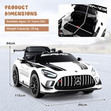 Ride Car Licensed Mercedes AMG GT3 Kids Vehicle Remote Control White Battery