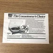 GRAM216 MAGAZINE ADVERT 5X8 CONNOISSEUR BD102 TURNTABLE