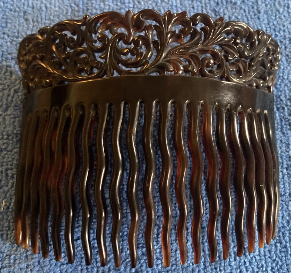 Beautiful Vintage Antique Edwardian Tiara Hair Comb Bakelite Faux Turtle Shell   - image 3 of 4