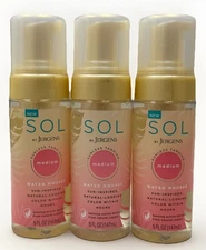 3 sol by jergens sunless tanning MEDIUM water mousse 5oz ea scuffed bottles