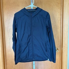 Smartwool Packable Wind Hooded Jacket Full Zip Lightweight Blue Medium