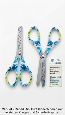 Maped Mini Cute Kinderschere 13cm Blau Muster 2er Set Schulschere Bastelschere