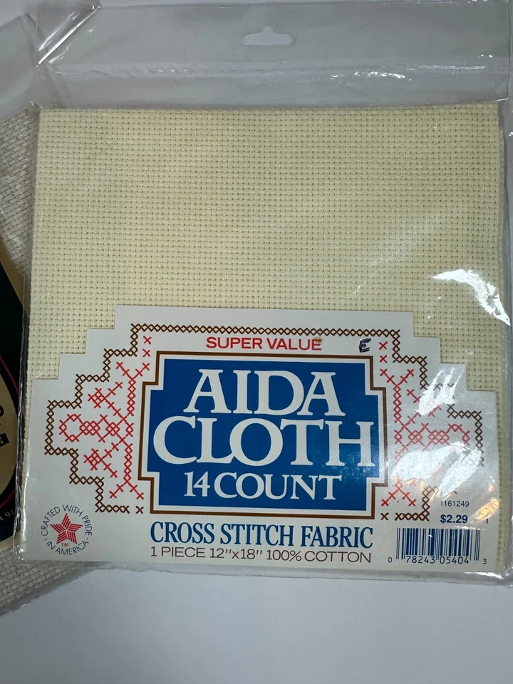 Counted Cross Stitch Fabric AIDA Cloth Ivory & Lt. Beige 14 ct 12"x18" 2-pieces - Image 2 of 4