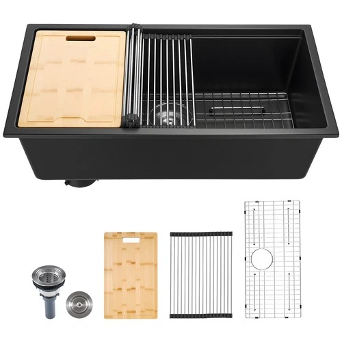 33 inch Granite Kitchen Sink Undermount Single Bowl Drop-In Basin for RV Bar