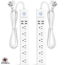 Overload Protection Power Strip - 2 Pack with 6 Outlets  USB Charging Ports