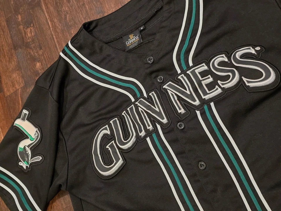 Camisa de beisebol masculina Guinness Jersey média North Lawrence bordada - Imagem 4 de 4