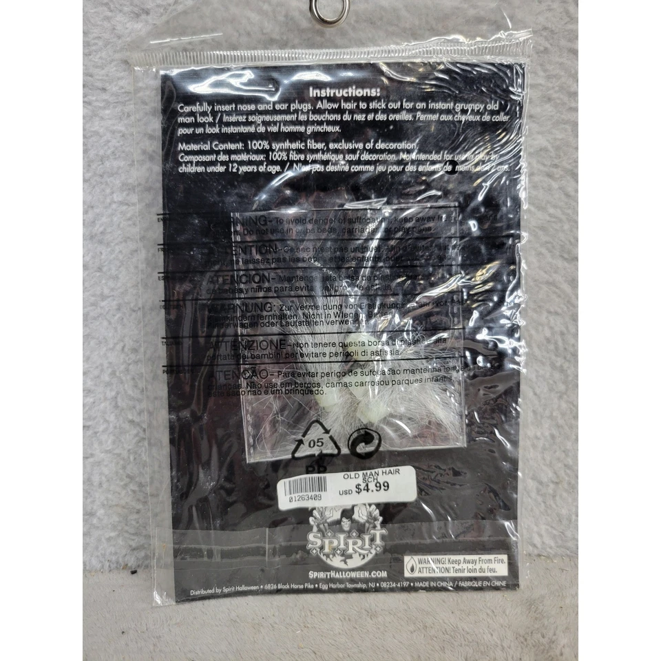 Espíritu Halloween Viejo Hombre Nariz Cabello Oreja Cabello Disfraz Accesorio Adulto 12+ Foto 2 de 2