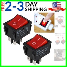 30A 250V Rocker Switch, DPST 4 Pin Red Lighted 120V Mini Toggle Switch ON Off...