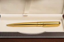 Stylo Gold Plated 18 k pen with ridged deco Stylo Bille Gold Plated Pen Gift