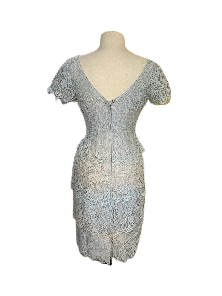 Impresionante Vestido Verdadero Vintage Lilli Diamante Azul Encaje Rosa Base Talla 2 Modesto Foto 2 de 3