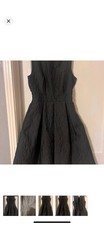 Floral Fit  Flare Dress Black Sleeveless Knee Length Pleated Crew Neck