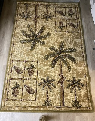 #ad Pineapple Palm Tree Rug Vintage Clean No Smell 59x91 $40.00