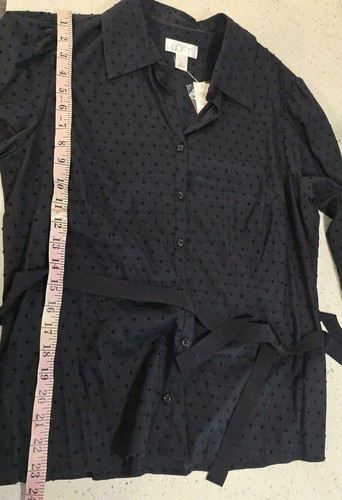 Blusa Ann Taylor Loft Negra con Botones Corbata Cintura Lunares Talla 12 Nueva con Etiquetas - Imagen 4 de 9