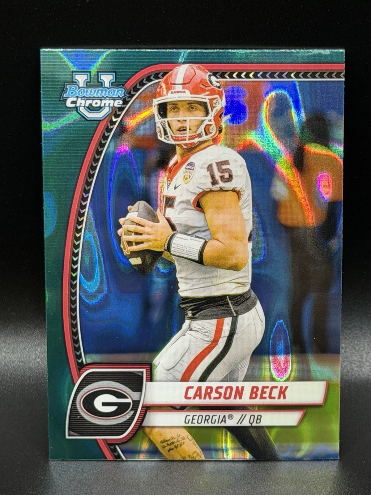 2024 Bowman Chrome U Carson Beck #2 Teal Lava Refractor Georgia Miami NCAA
