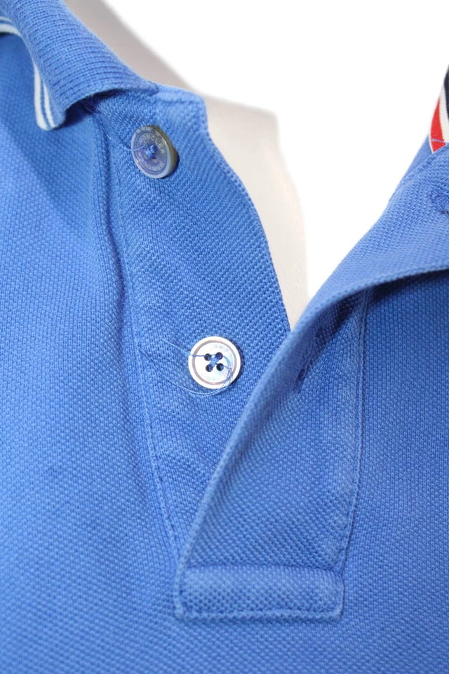 Moncler Mujeres Cuello Manga Corta Algodón Polo Botón Top Básico Azul Talla M Foto 4 de 4