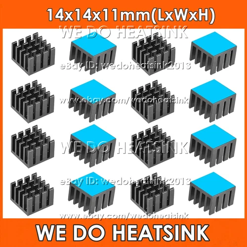 14x14x11mm Black Anodized Heatsink Radiator Cooler With Thermal Pad for CPU IC
