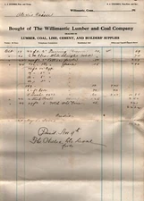 1915  Willimantic Lumber & Coal Company  Connecticut  Receipt  8" x 10"